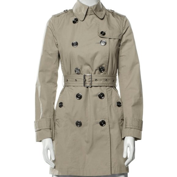 Burberry Jackets & Blazers - BURBERRY STONE COLOR DOUBLE BREASTED COTTON TRENCH COAT